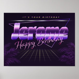 Jerome Name First name lila retro Poster Birthday
