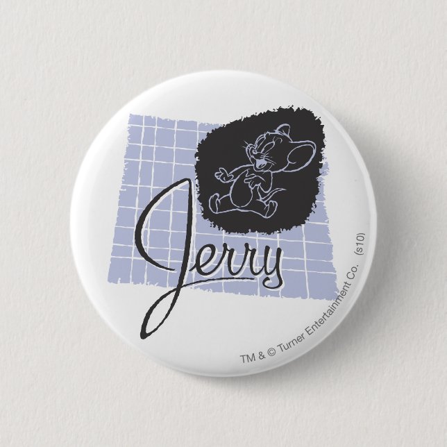 Jerry Black and Blue Script Button (Front)