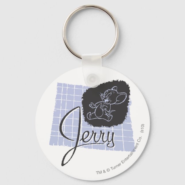 Jerry Black and Blue Script Keychain (Front)