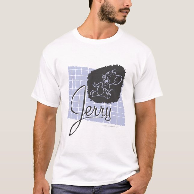 Jerry Black and Blue Script T-Shirt (Front)