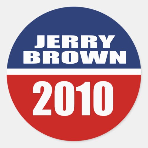 JERRY BROWN FOR GOVERNOR CLASSIC ROUND STICKER