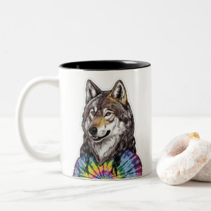 Jerry Garcia wolf  Two-Tone Coffee Mug