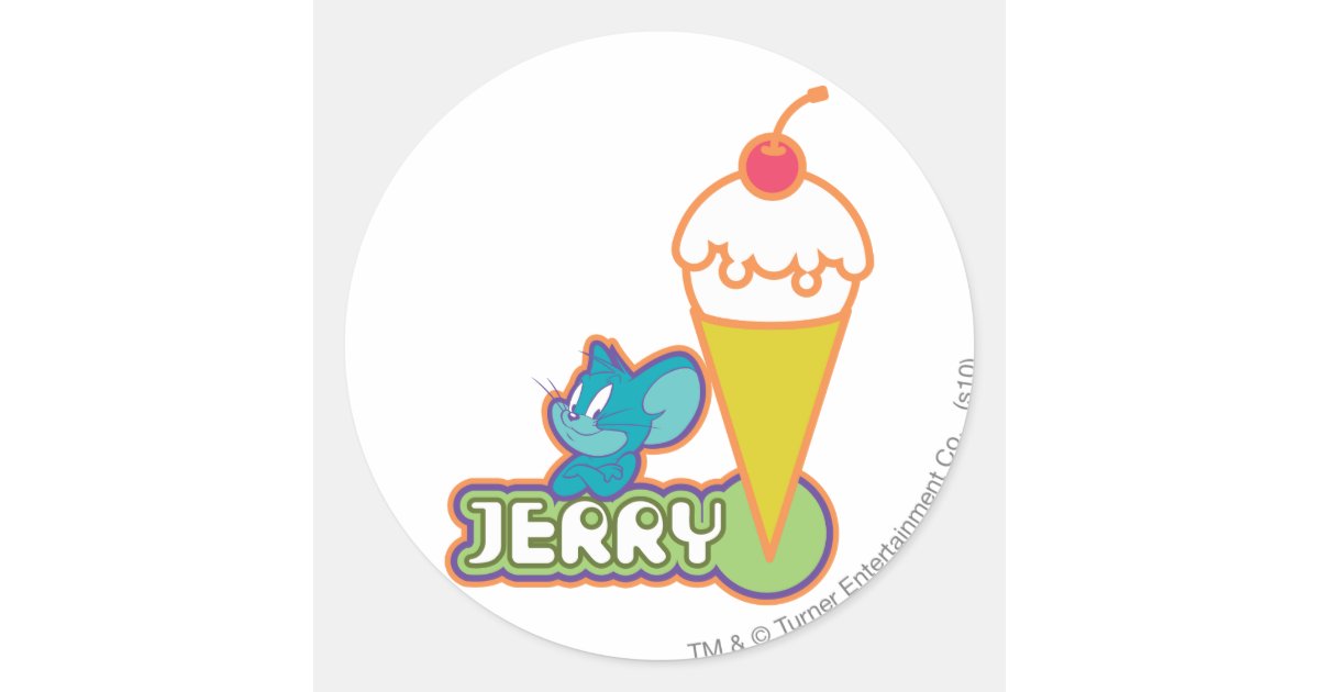Jerry Crrying Sticker Jerry Ice Cream Classic Round Sticker | Zazzle