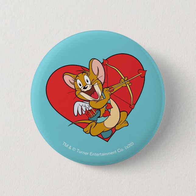Jerry Mouse Dressed as Valentine Cupid Button (Front)