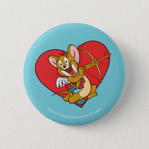 Jerry Mouse Dressed as Valentine Cupid Button