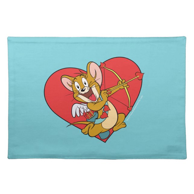 Jerry Mouse Dressed as Valentine Cupid Cloth Placemat (Front)