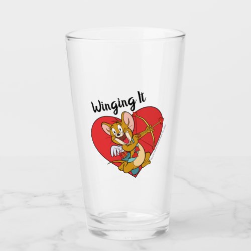 Jerry Mouse Dressed as Valentine Cupid Glass