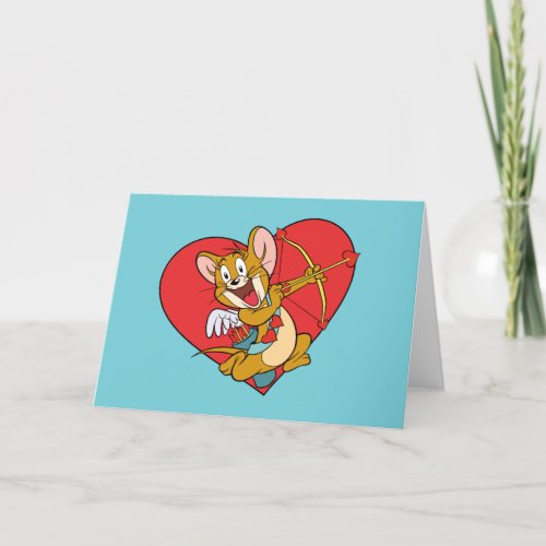 Jerry Mouse Dressed as Valentine Cupid Holiday Card