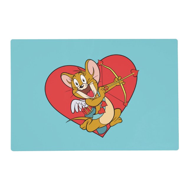 Jerry Mouse Dressed as Valentine Cupid Placemat (Front)