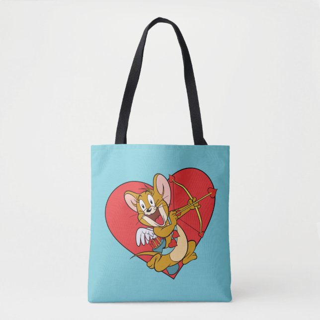Jerry Mouse Dressed as Valentine Cupid Tote Bag (Front)