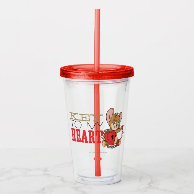 Jerry Mouse "Key To My Heart" Valentine Acrylic Tumbler (Front)