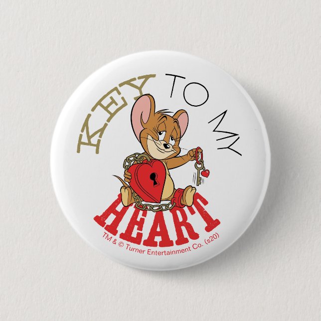 Jerry Mouse "Key To My Heart" Valentine Button (Front)