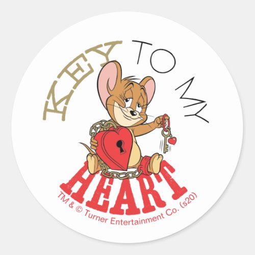 Jerry Mouse Key To My Heart Valentine Classic Round Sticker