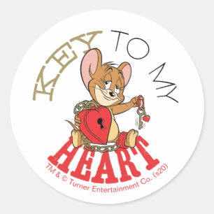 Jerry Mouse "Key To My Heart" Valentine Classic Round Sticker