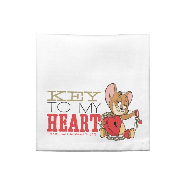 Jerry Mouse "Key To My Heart" Valentine Cloth Napkin (Quarter Fold)