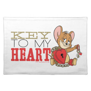 Jerry Mouse "Key To My Heart" Valentine Cloth Placemat