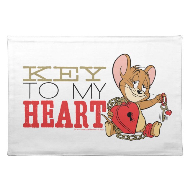 Jerry Mouse "Key To My Heart" Valentine Cloth Placemat (Front)
