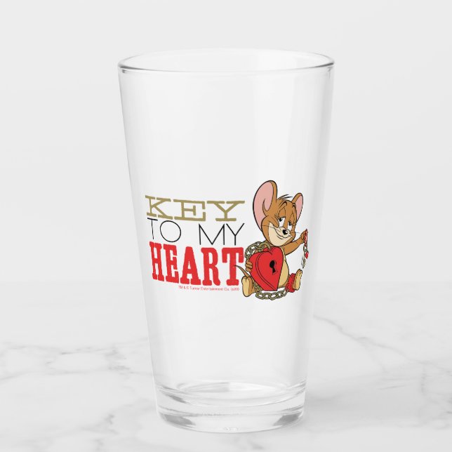 Jerry Mouse "Key To My Heart" Valentine Glass (Front)