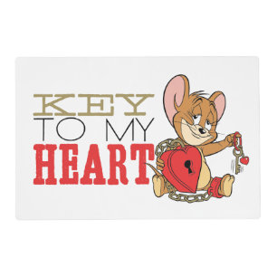 Jerry Mouse "Key To My Heart" Valentine Placemat
