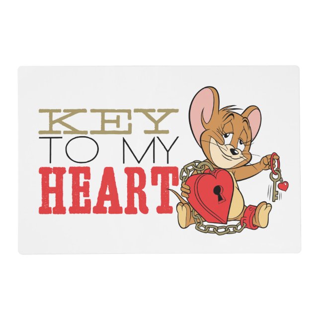 Jerry Mouse "Key To My Heart" Valentine Placemat (Front)