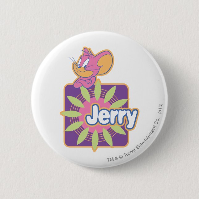 Jerry Neon Mouse Pinback Button (Front)