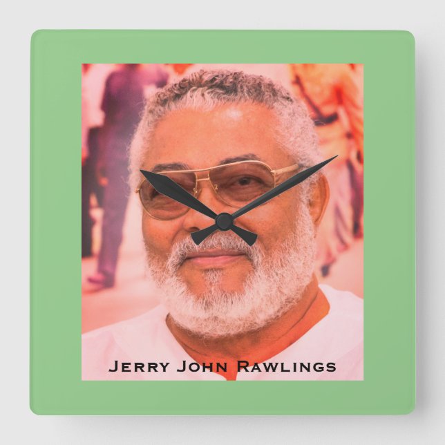 Jerry Rawlings, J.J. Rawlings, President of Ghana Square Wall Clock (Front)