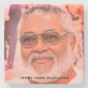 Jerry Rawlings, J.J. Rawlings, President of Ghana Stone Coaster