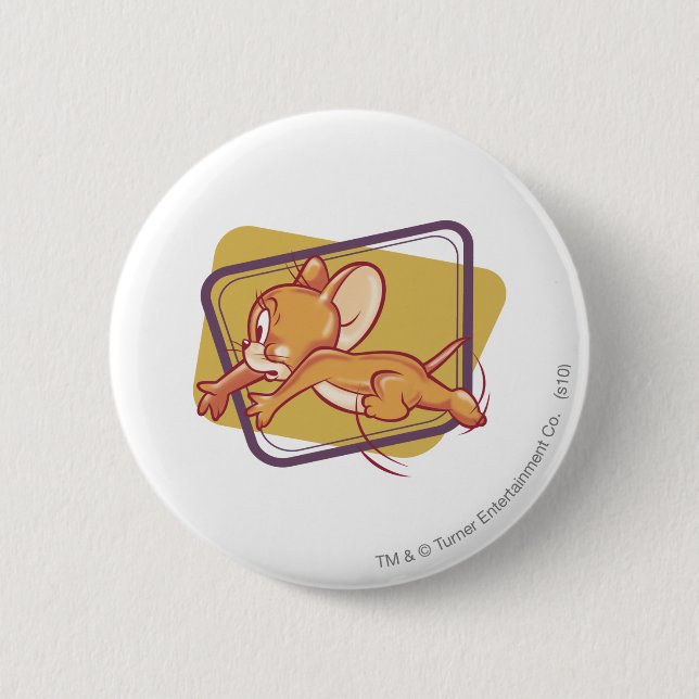 Jerry Running Scared Pinback Button (Front)
