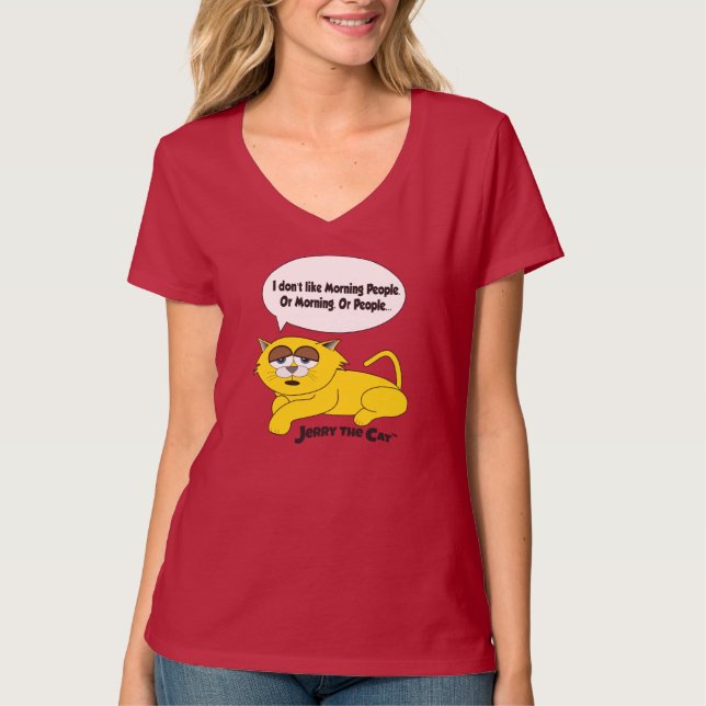Jerry The Cat (I Don't Like Morning People) T-Shirt (Front)