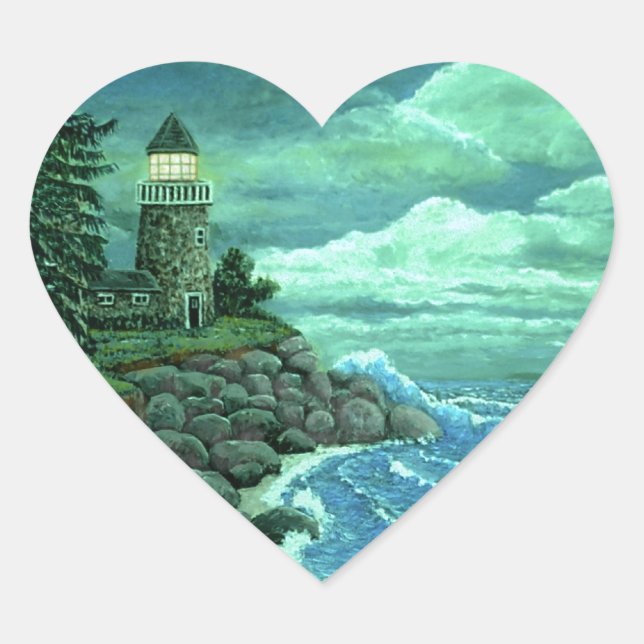  JERRYS LIGHTHOUSE by Ave from ArtRave Heart Sticker (Front)