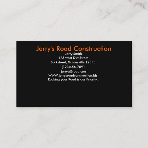 Jerry's Road Construction Business Card Templates