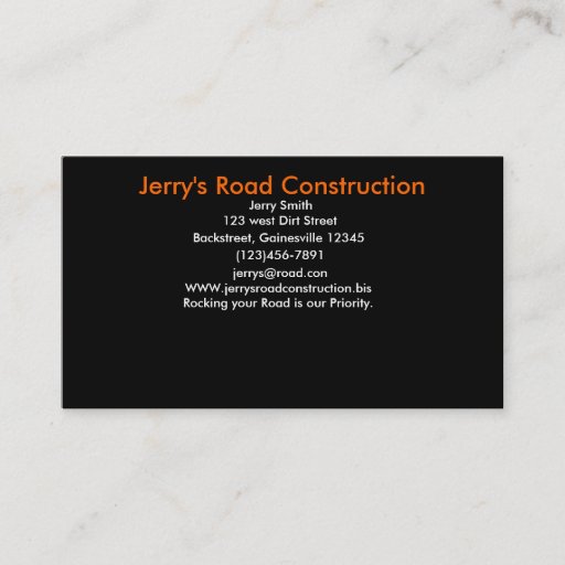 Customizable Jerry's Road Construction Business Card Templates