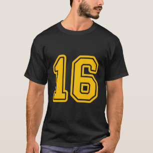 Jersey #16 Golden Yellow Sports Team Jersey Number T-Shirt
