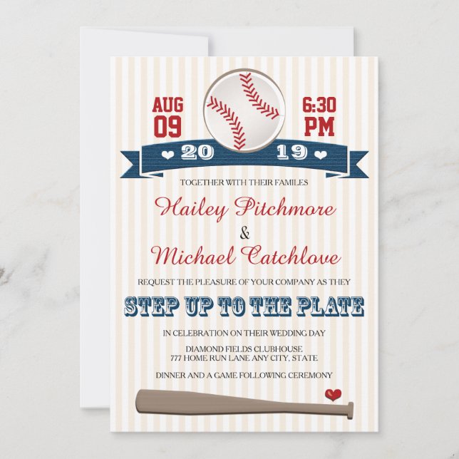 Jersey Baseball Themed Wedding Invitations (Front)