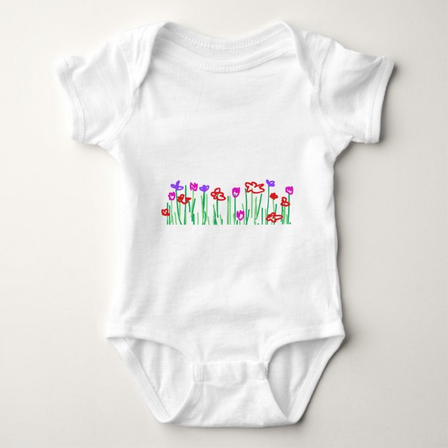 Jersey body flowers baby bodysuit (Front)