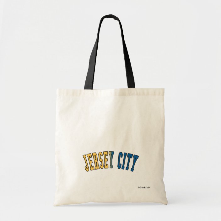 Jersey City in New Jersey State Flag Colors Canvas Bag