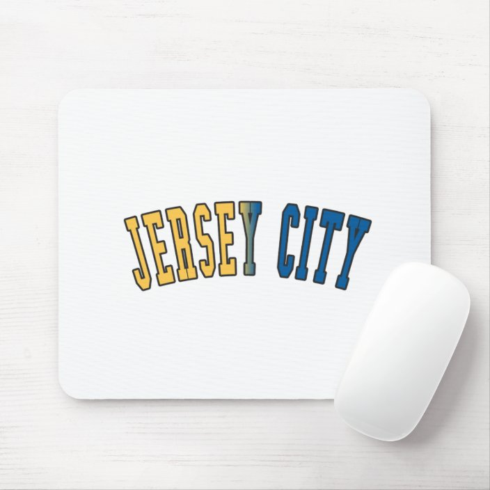 Jersey City in New Jersey State Flag Colors Mousepad