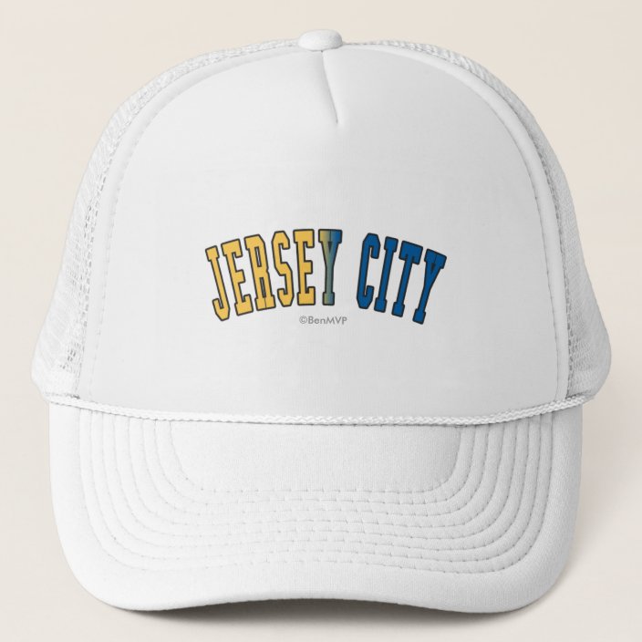 Jersey City in New Jersey State Flag Colors Trucker Hat