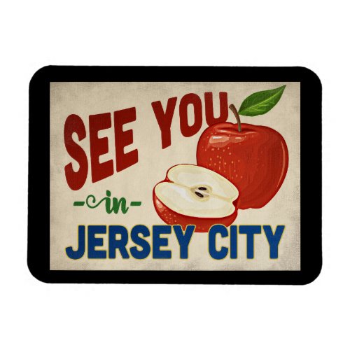 Jersey City New Jersey Apple _ Vintage Travel Magnet