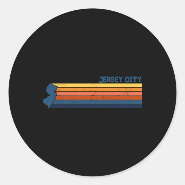 Jersey City New Jersey City Retro  Classic Round Sticker (Front)