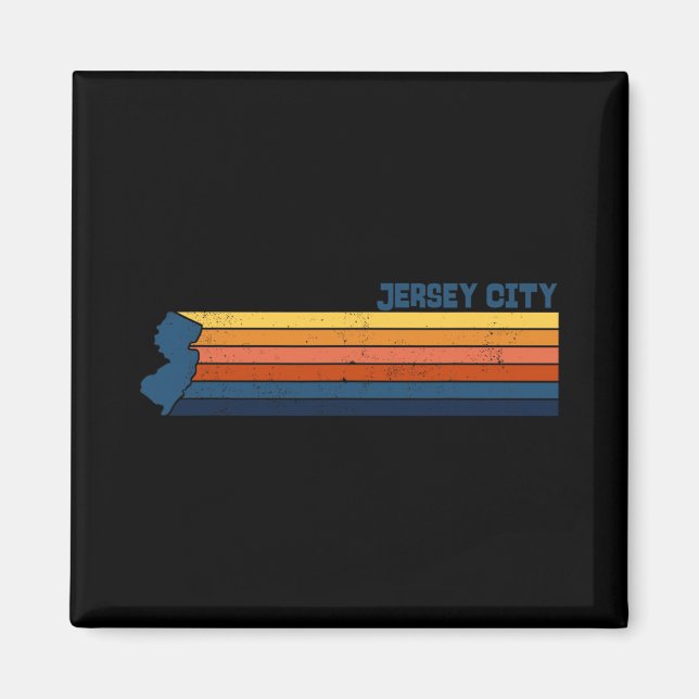 Jersey City New Jersey City Retro  Magnet (Front)