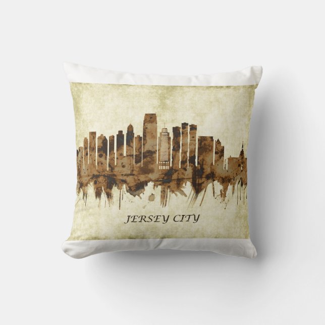 Jersey City New Jersey Cityscape Throw Pillow (Front)