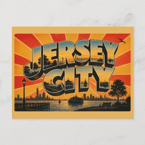 Jersey City New Jersey Hudson River Waterfront Art Postcard