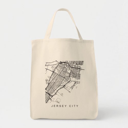 Jersey City NJ Minimalist City Street Map Dark Tote Bag