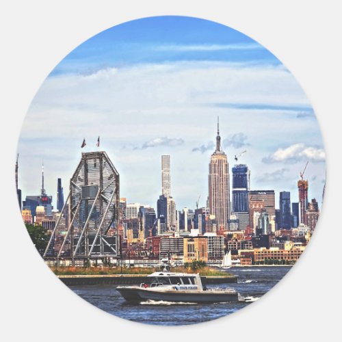 Jersey City NJ _ Police Boat By Colgate Clock Classic Round Sticker