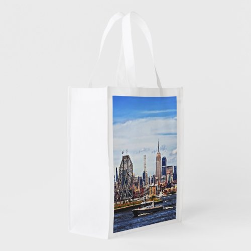 Jersey City NJ _ Police Boat By Colgate Clock Grocery Bag