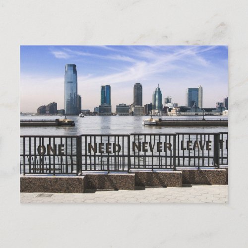 Jersey City Skyline One Need Never Leave Postcard