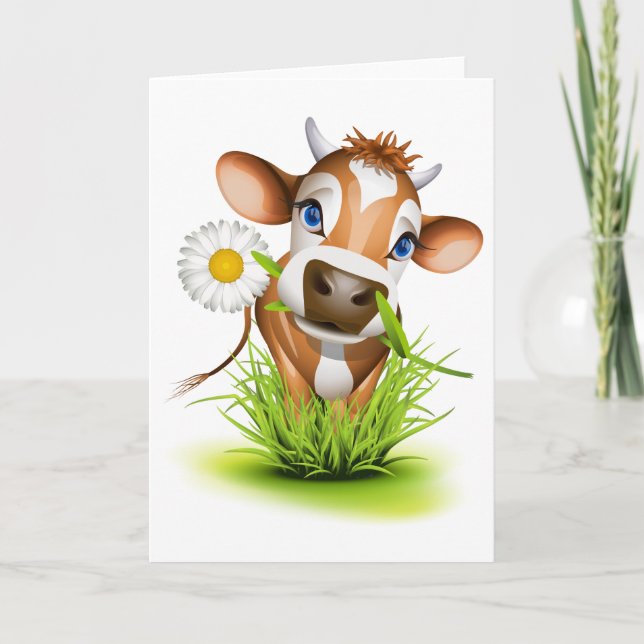 Jersey cow in grass card (Front)