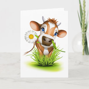 Jersey cow in grass card