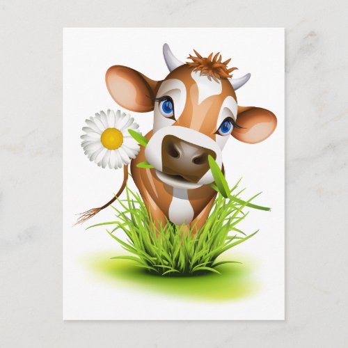 Jersey cow in grass postcard